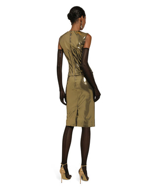 SHORT FOILED SATIN CORSET TOP