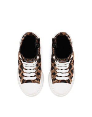 PORTOFINO HIGH-TOP SNEAKERS IN LEOPARD-PRINT NYLON