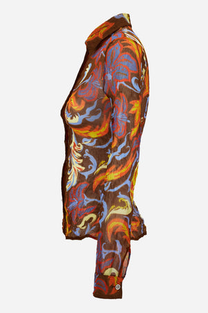 Formal Shirt In Exotic Barocco Foulard On  Techno Creponne