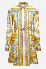 Dress In Underwater Barocco Foulard On Silk Twill