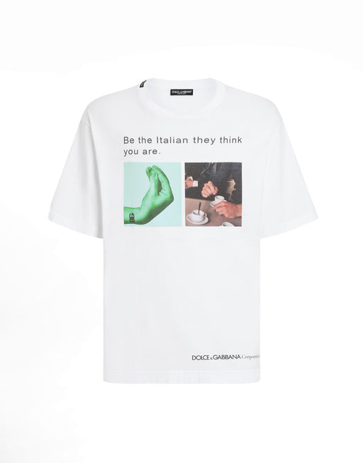 COTTON T-SHIRT WITH HAND AND CUP PRINT