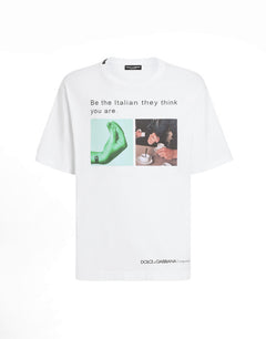 COTTON T-SHIRT WITH HAND AND CUP PRINT