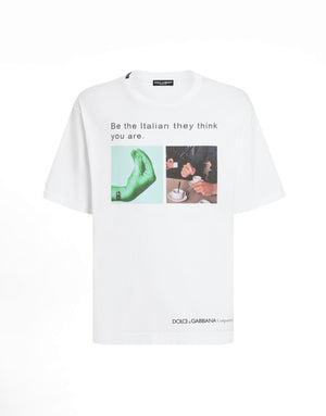 COTTON T-SHIRT WITH HAND AND CUP PRINT