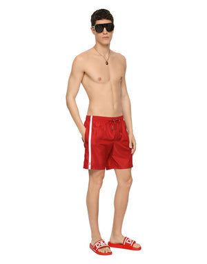 SHORT SWIMMING TRUNKS WITH LOGOED RIBBON