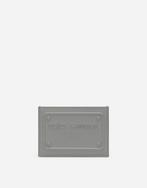 CALFSKIN CARD HOLDER WITH RAISED LOGO