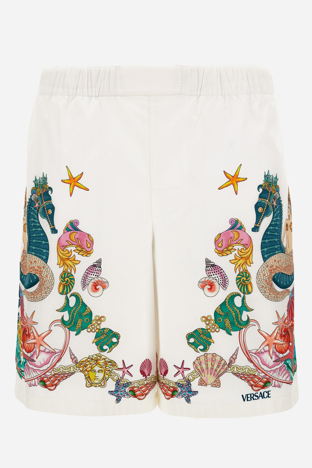Shorts In Poplin Fabric Coral Theatre Crest Print