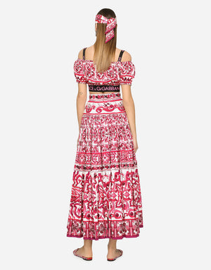 MAJOLICA-PRINT POPLIN CROP TOP