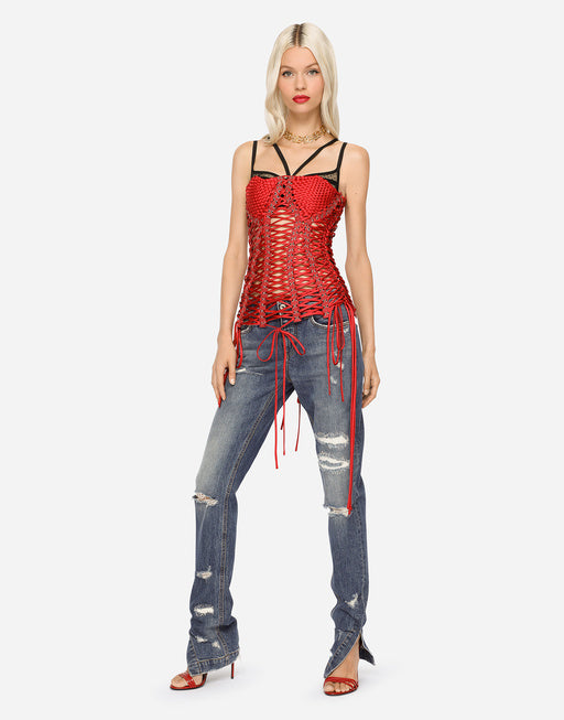GIRLY JEANS WITH RIPPED DETAILS