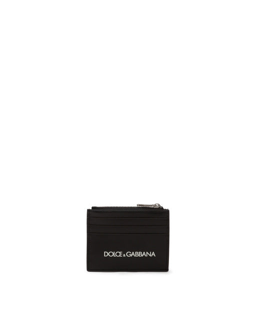 CALFSKIN CARD HOLDER WITH PRINTED LOGO