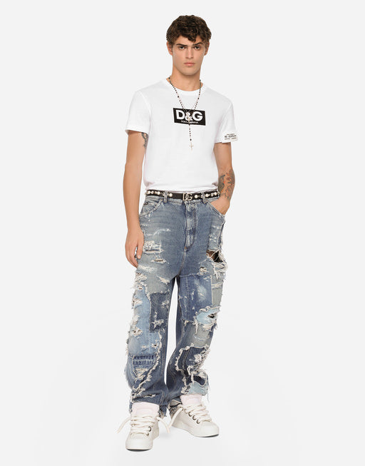 COTTON ROUND-NECK T-SHIRT WITH PATCH
