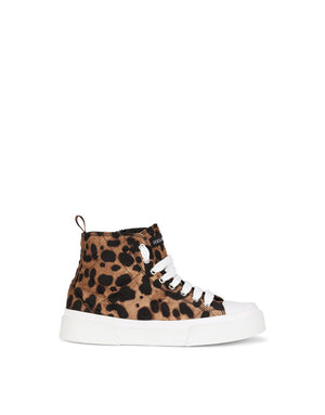 PORTOFINO HIGH-TOP SNEAKERS IN LEOPARD-PRINT NYLON