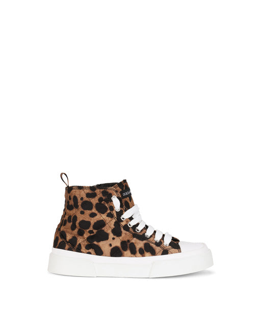 PORTOFINO HIGH-TOP SNEAKERS IN LEOPARD-PRINT NYLON