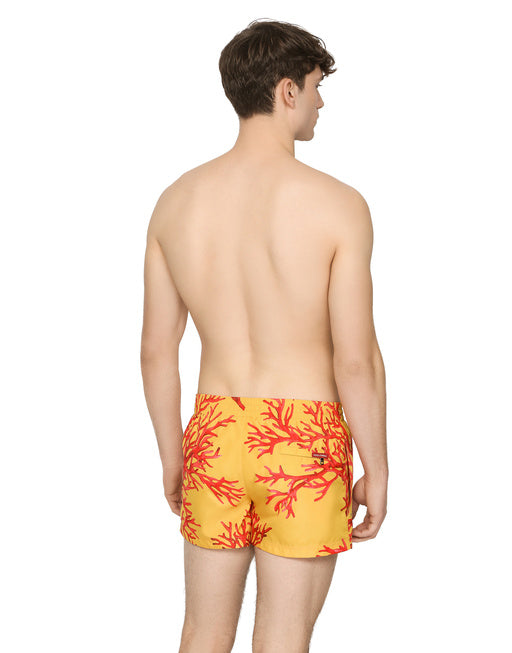 SHORT SWIM TRUNKS WITH CORAL PRINT