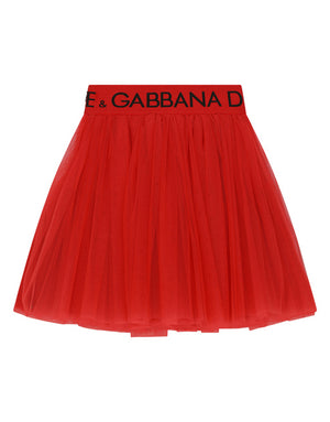 MULTI-LAYERED TULLE MIDI SKIRT WITH BRANDED ELASTIC