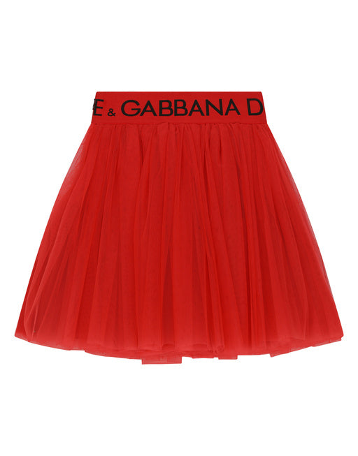 MULTI-LAYERED TULLE MIDI SKIRT WITH BRANDED ELASTIC