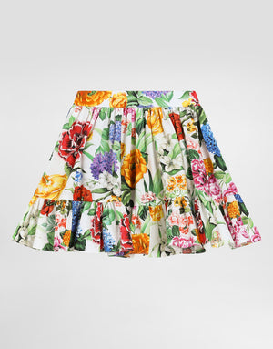 FLORAL-PRINT POPLIN SKIRT