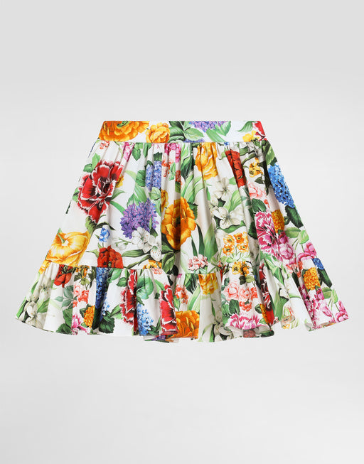 FLORAL-PRINT POPLIN SKIRT