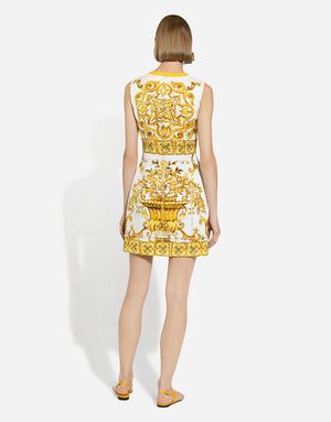 SHORT MAJOLICA-PRINT BROCADE DRESS