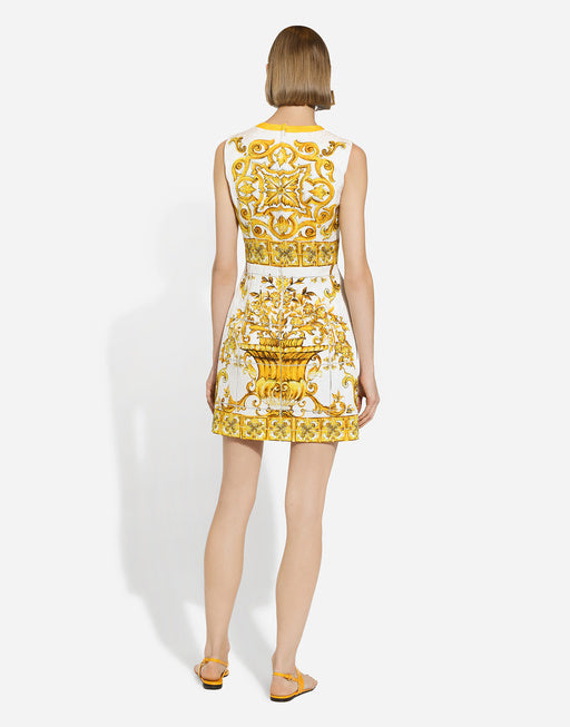 SHORT MAJOLICA-PRINT BROCADE DRESS