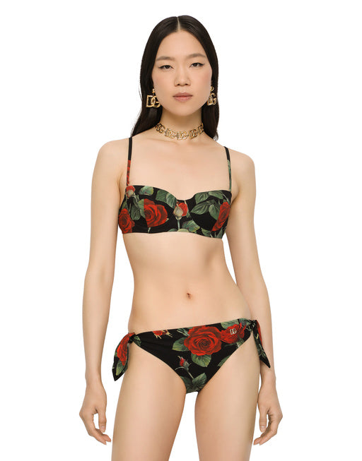TIE BIKINI BOTTOMS WITH ROSE PRINT