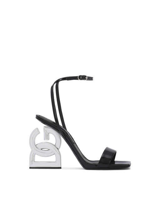 PATENT LEATHER SANDALS WITH 3.5 HEEL