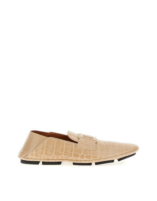 CROCODILE-PRINT CALFSKIN DRIVER SHOES