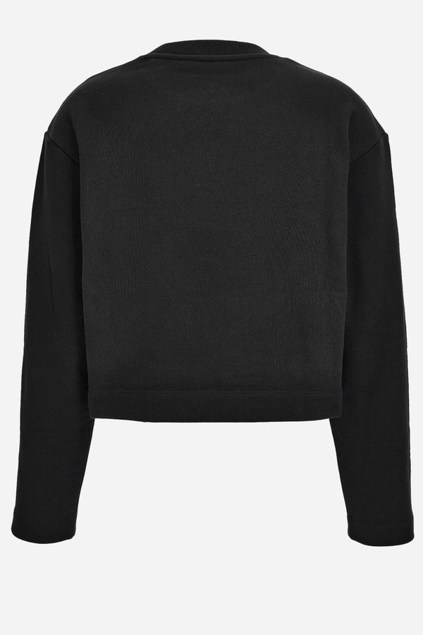 Sweatshirt In Unbrushed Cotton Sweatshirt Fabric With Print + Greek Varsity Logo Strass