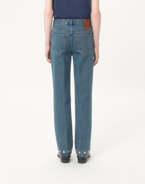 Pantalone In Denim Con Cabochons