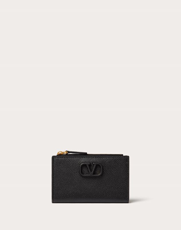 Portacarte Vlogo Signature In Vitello Granato Con Zip