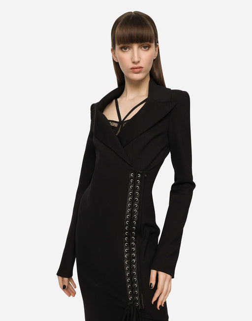JERSEY ROBE COAT WITH TIES AND BELT LOOPS