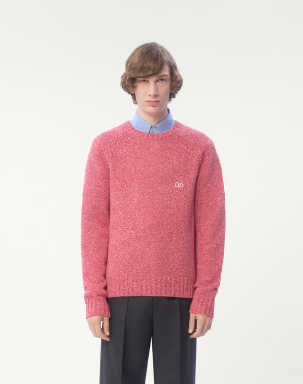 Maglione Girocollo In Lana Con Ricamo Vlogo
