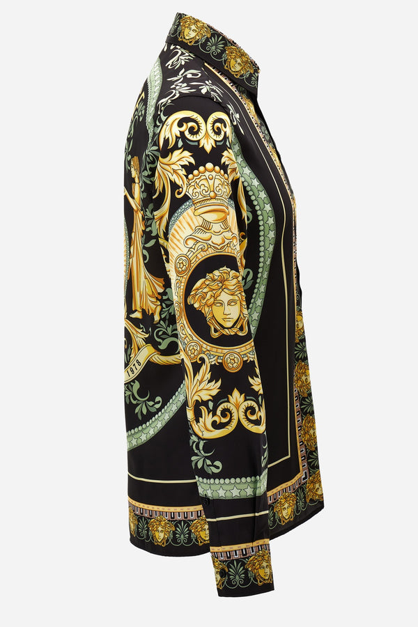 Informal Shirt In Twill Poly Print Statues Crest Fabric