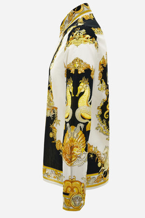 Informal Shirt In Cotton Muslin Coral Theatre Print
