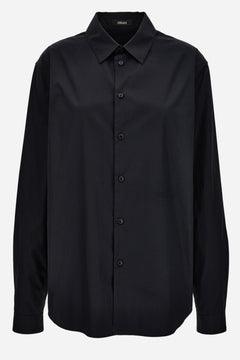 Informal Shirt In Plain Poplin Fabric-Printed Inserts
