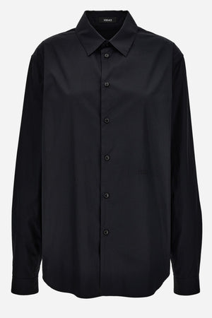Informal Shirt In Plain Poplin Fabric-Printed Inserts