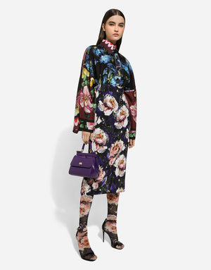 OVERSIZE SILK SHIRT WITH FLORAL PRINT