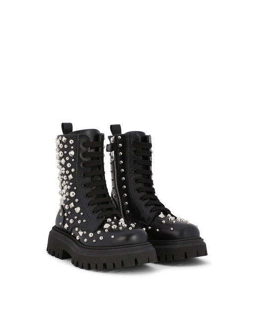 STUDDED LEATHER COMBAT BOOTS