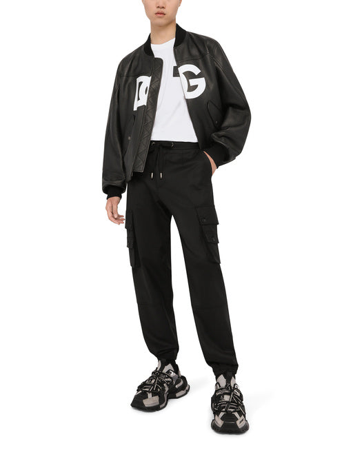 LEATHER JACKET WITH DG LOGO PRINT