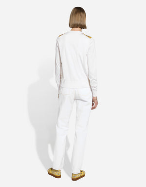 SILK CARDIGAN WITH MAJOLICA-PRINT SILK TWILL PANEL ON THE FRONT