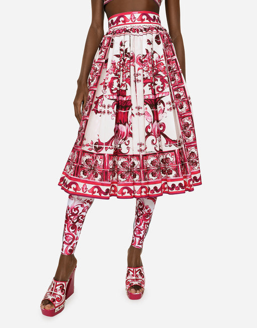 POPLIN MIDI SKIRT WITH MAJOLICA PRINT