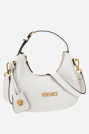 Versace Tag Half Moon Bag In Lamb Leather