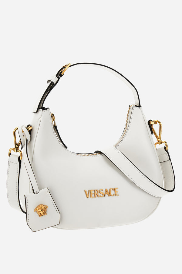 Versace Tag Half Moon Bag In Lamb Leather