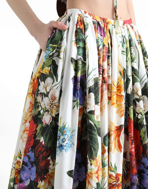 MIDI SKIRT WITH FLOWER BOUQUET PRINT