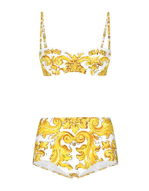 MAJOLICA-PRINT BALCONETTE BIKINI TOP AND BOTTOMS