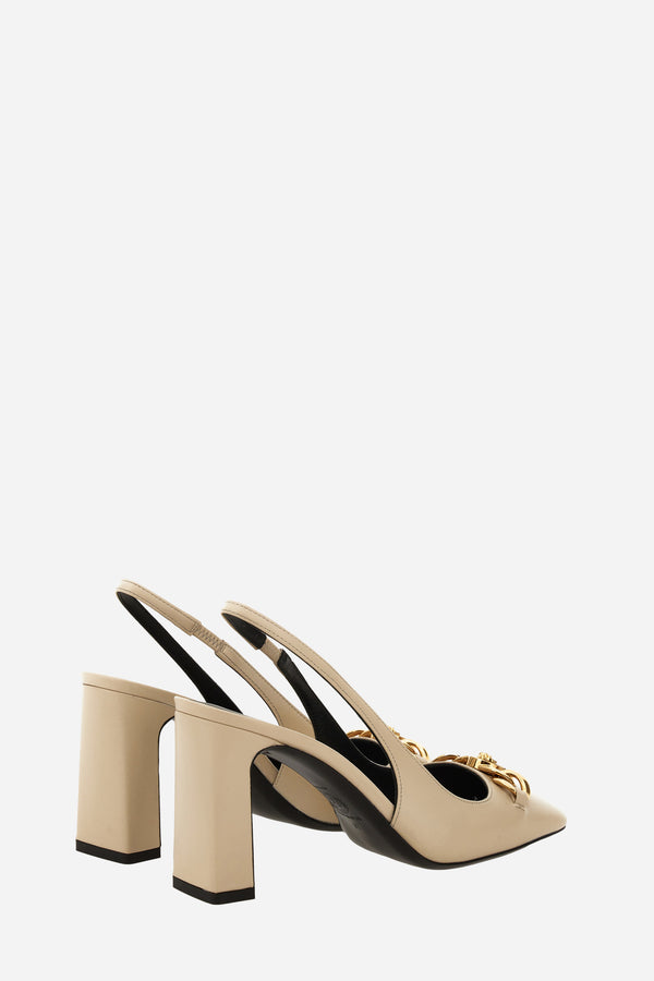 Icon Chain Sling Back  In Calf Leather