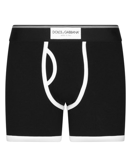 LONG-LEG TWO-WAY STRETCH COTTON BOXERS WITH PRINT