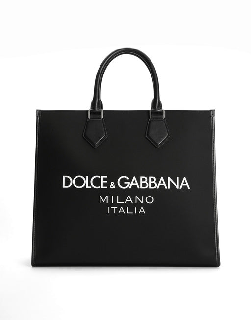 LARGE NYLON SHOPPING BAG WITH RUBBERIZED LOGO