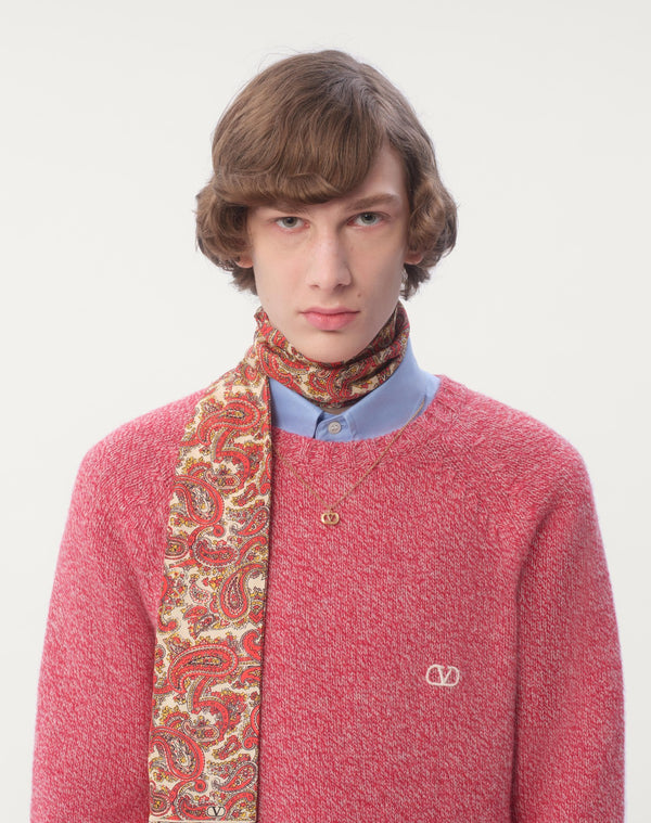 Maglione Girocollo In Lana Con Ricamo Vlogo
