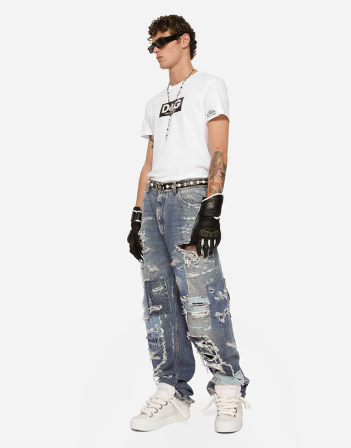 COTTON ROUND-NECK T-SHIRT WITH PATCH