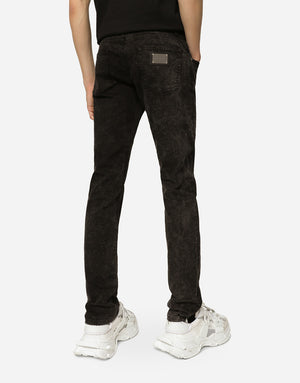 MARBLE-EFFECT SKINNY STRETCH JEANS